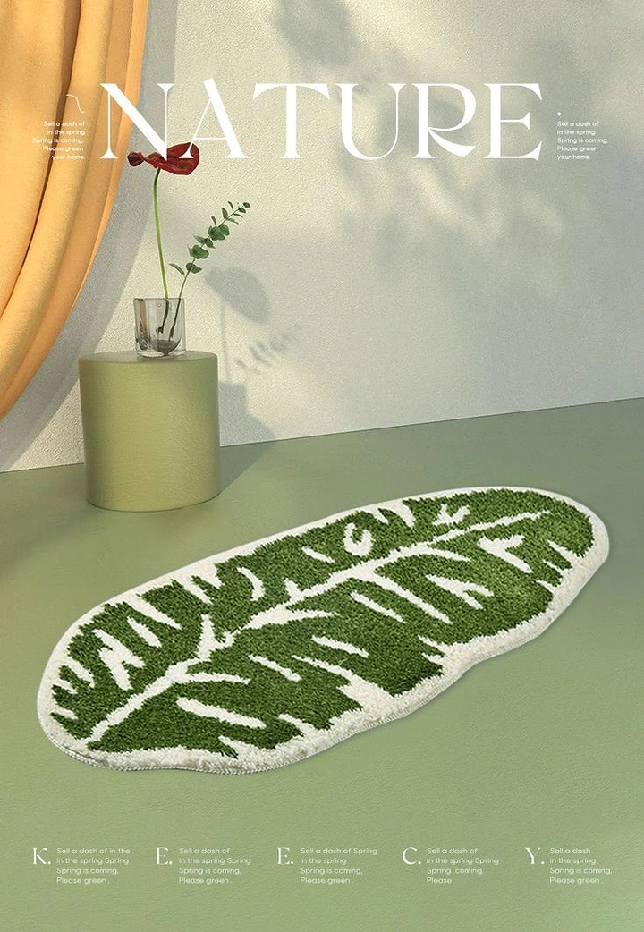 Rugs & Carpets creative ad: Leaf-shaped rug creates nature metaphor