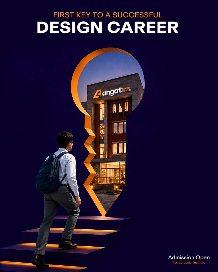 Universities & Colleges creative ad: Student enters design-career doorway