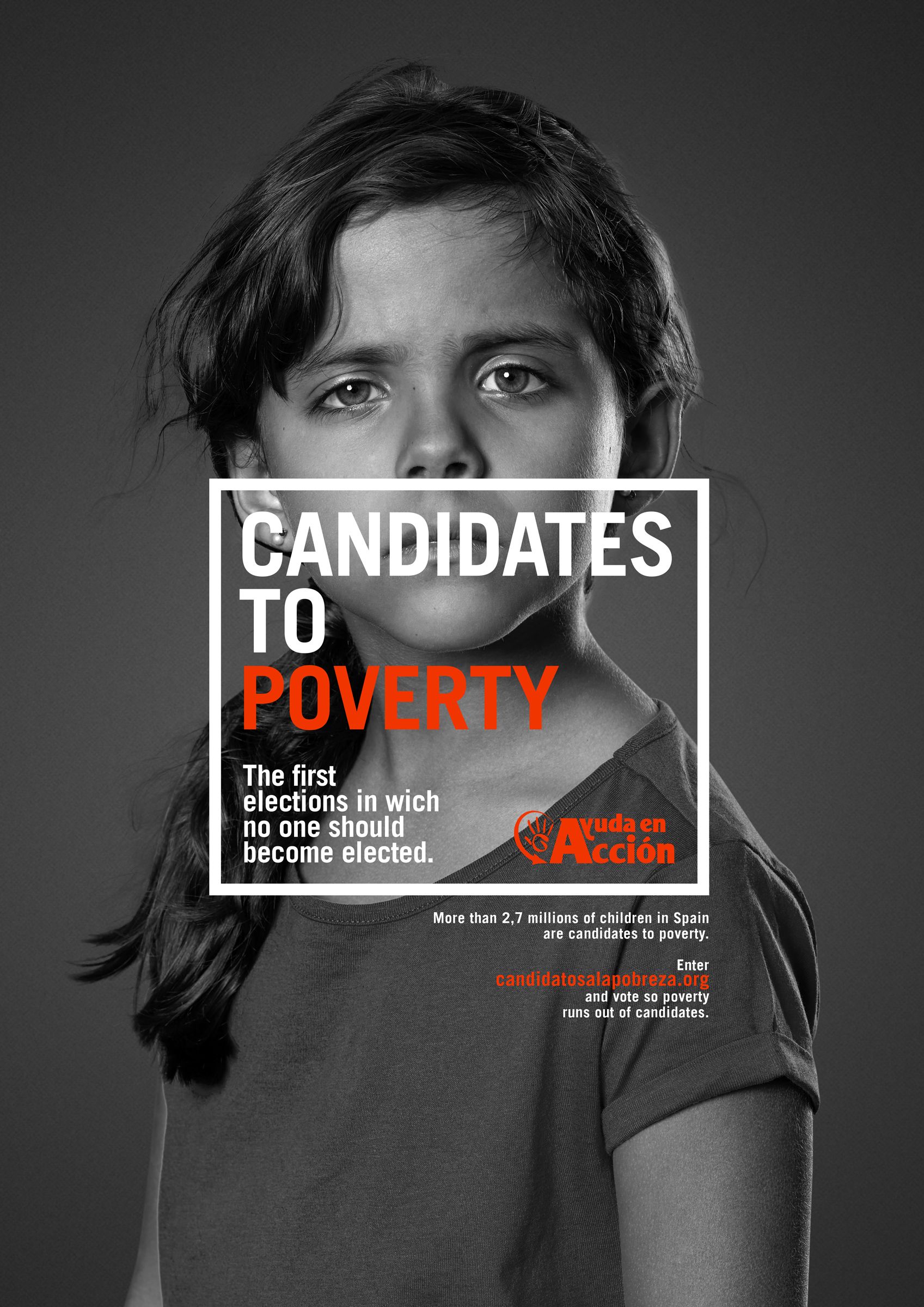 Poster: Black-and-white portrait of a solemn young girl