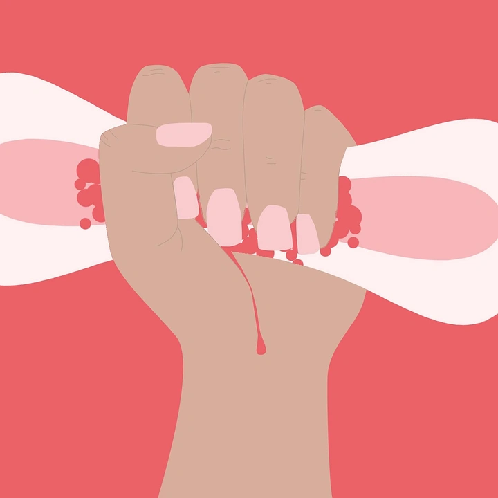 Period Care & Feminine Hygiene creative ad: Empowerment fist grips menstrual pad