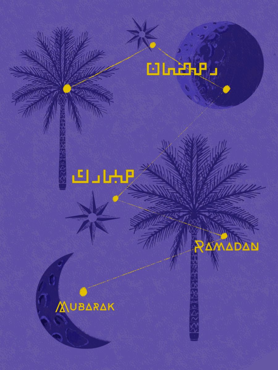 Date palms and moons linked like a constellation