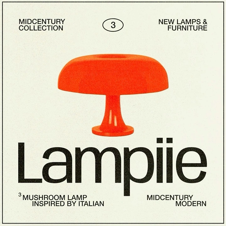 Lighting Stores & Lamps creative ad: Retro lamp identity with typographic punch