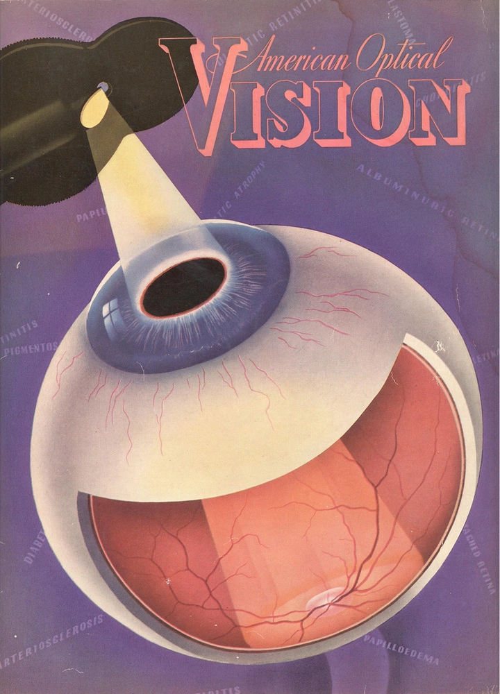 Opticians & Eye Care creative ad: Vintage cover, eyeball as projected light