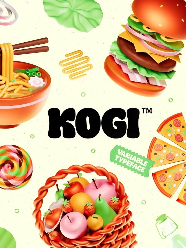 Korean Restaurants creative ad: Playful food-world collage with bold branding