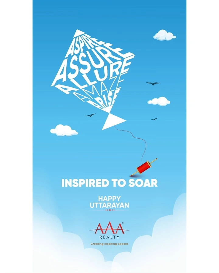Makar Sankranti creative ad: Kite built from stacked aspirational words