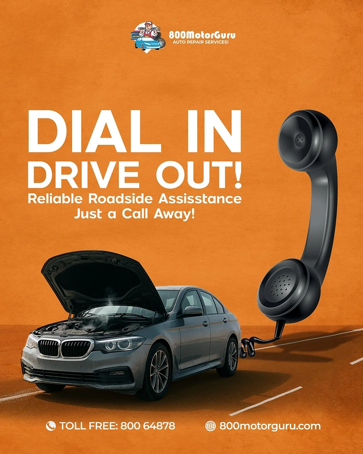 Towing & Roadside Assistance creative ad: Phone-and-car dial-in visual pun