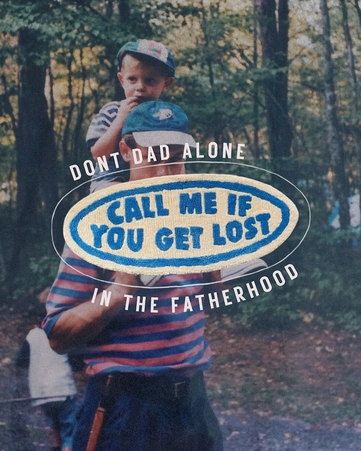 Father's Day creative ad: Witty 'lost in fatherhood' patch on vintage photo