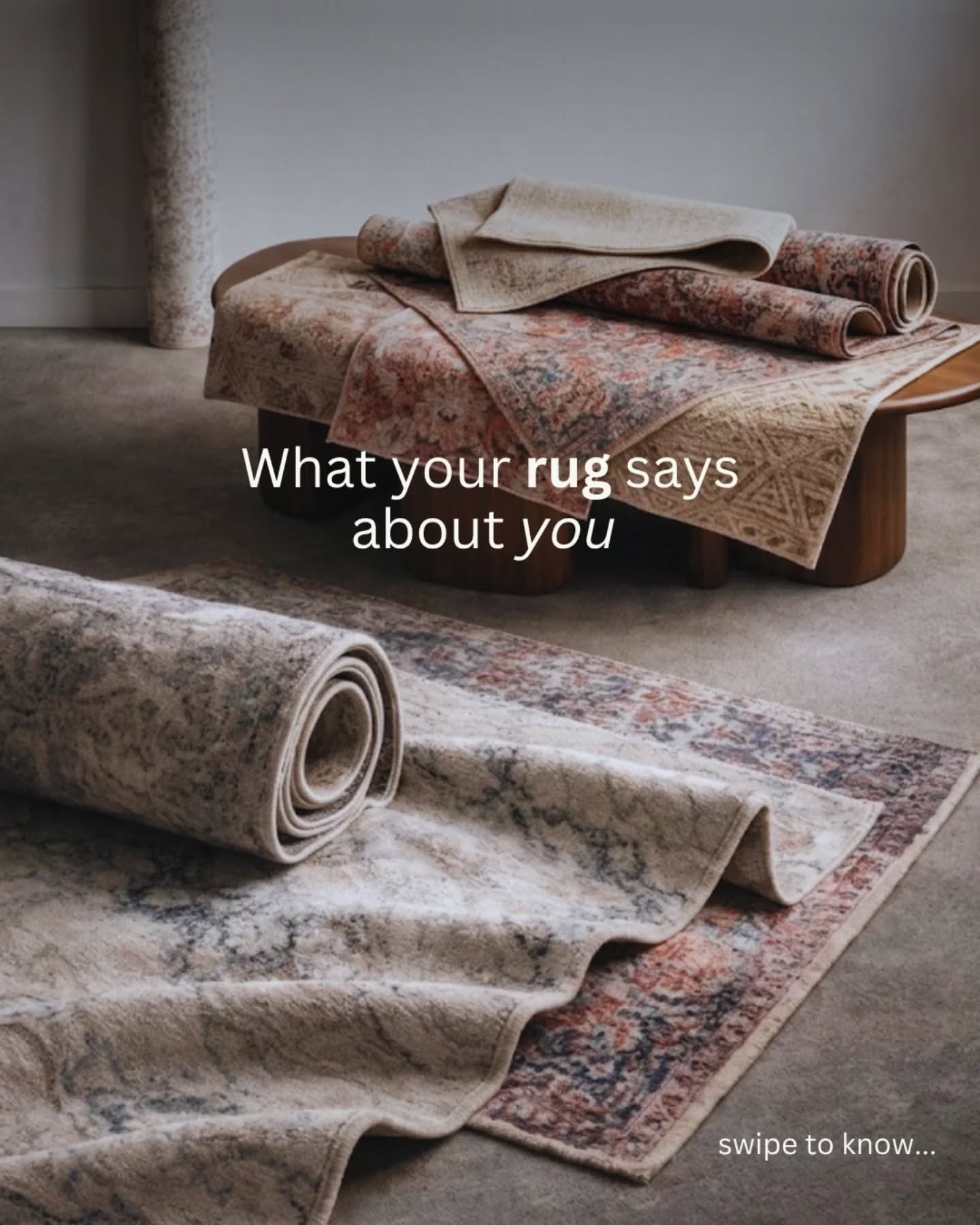 Instagram post: Personality copy gives rugs character, slide 1