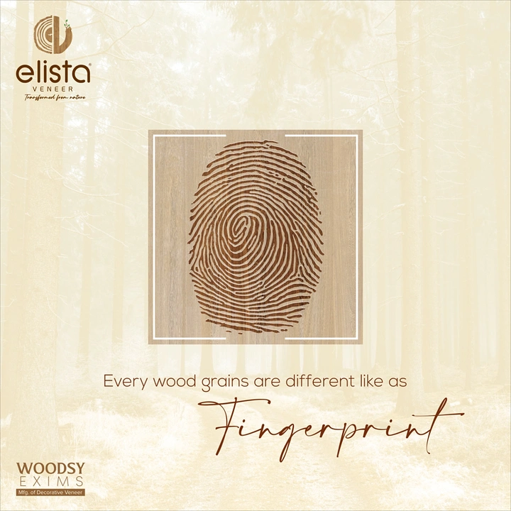 Plywood & Laminates creative ad: Fingerprint carved into a light wood veneer square