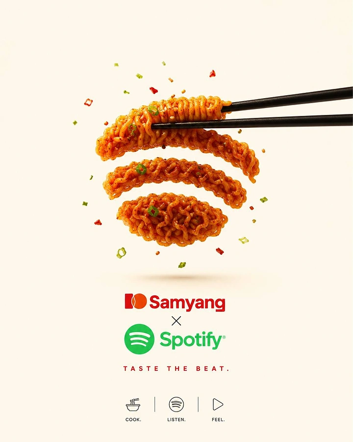 Instant Noodles & Pasta Brands creative ad: Noodle shapes pair neatly with Spotify