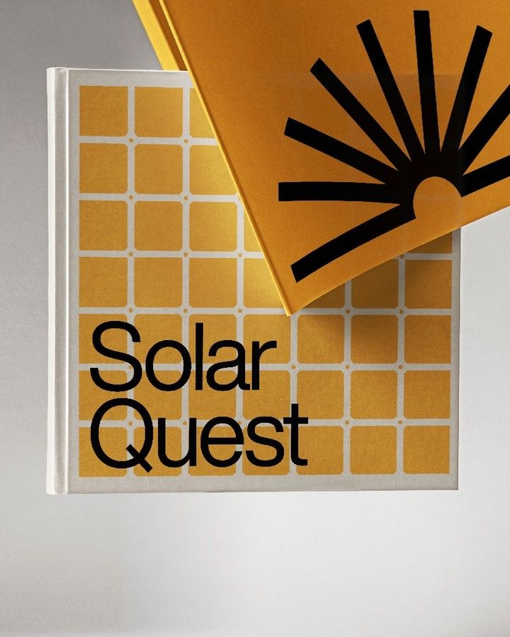 Instagram post: Floating book covers with a solar-panel grid and a sunburst symbol