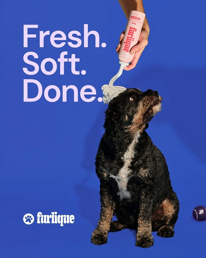 Pet Grooming creative ad: Shampoo swirl like soft-serve, punchy copy