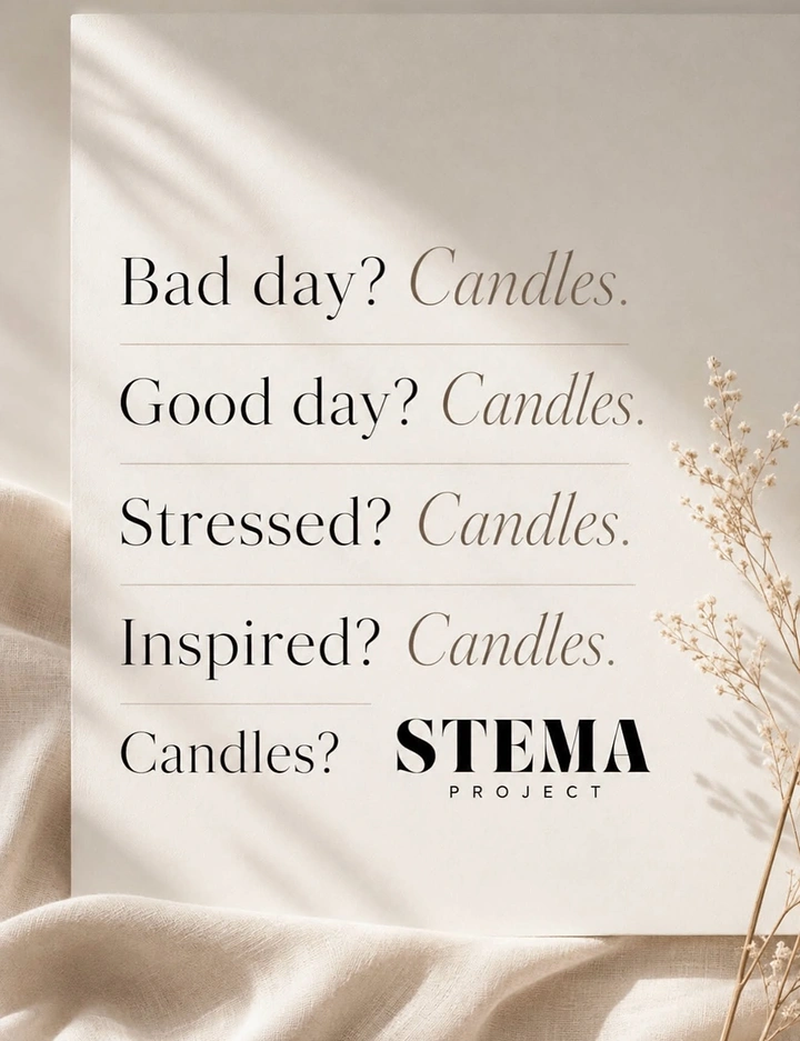 Candles & Home Fragrance creative ad: Witty repetitive copy: always candles