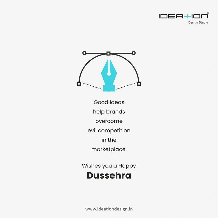 Dussehra creative ad: A vector pen-tool nib and bezier curve forming a bow and arrow