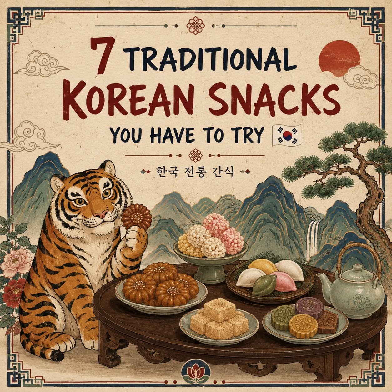 Instagram post: Vintage tiger frames Korean snack showcase, slide 1