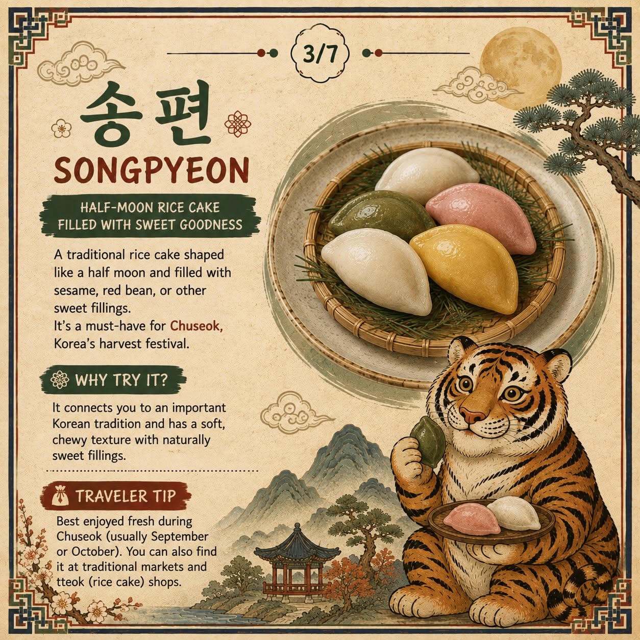 Instagram post: Vintage tiger frames Korean snack showcase, slide 4