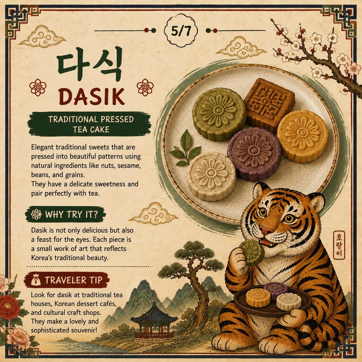 Instagram post: Vintage tiger frames Korean snack showcase, slide 6
