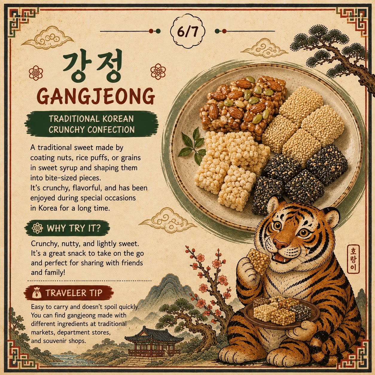 Instagram post: Vintage tiger frames Korean snack showcase, slide 7