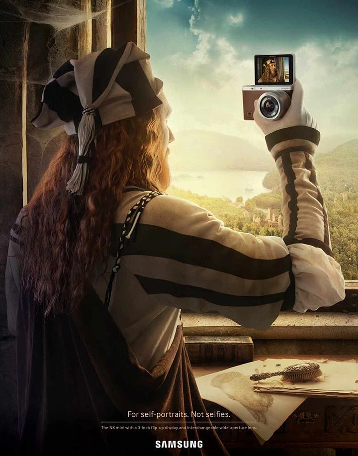 Cameras & Camera Stores creative ad: Historical painter takes high-end self portrait