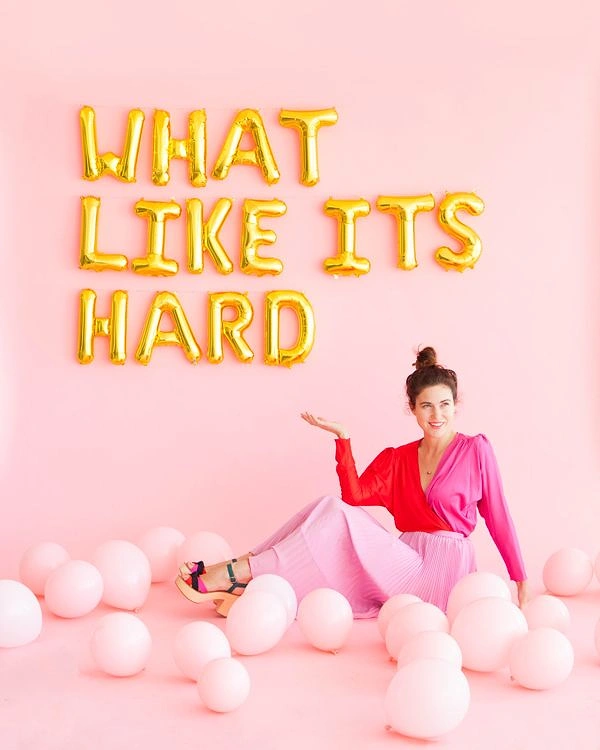 Balloon & Party Decorators creative ad: Witty copy with balloon-filled portrait