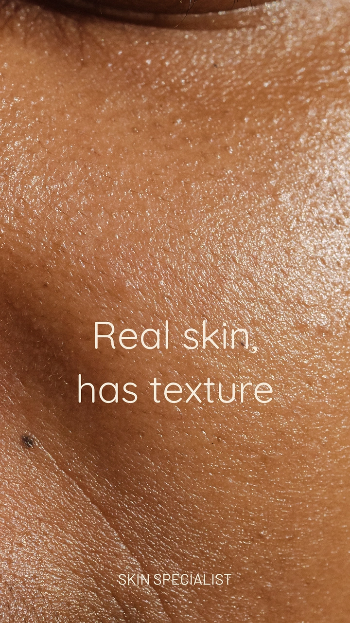 Skin & Cosmetic Clinics creative ad: Macro skin texture, honest copy