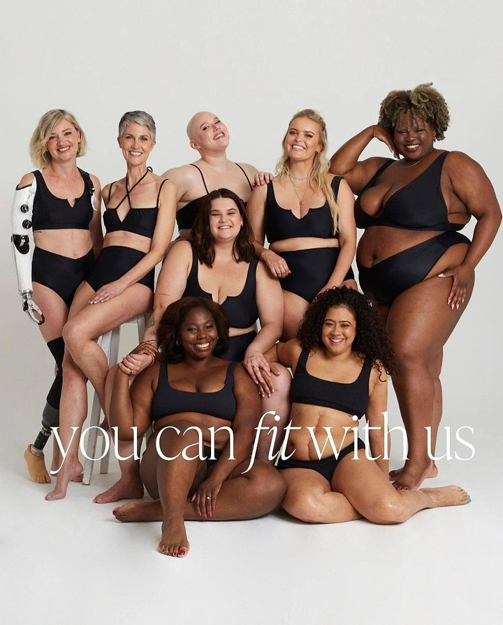 Plus-Size Fashion creative ad: Inclusive group image with clever fit pun