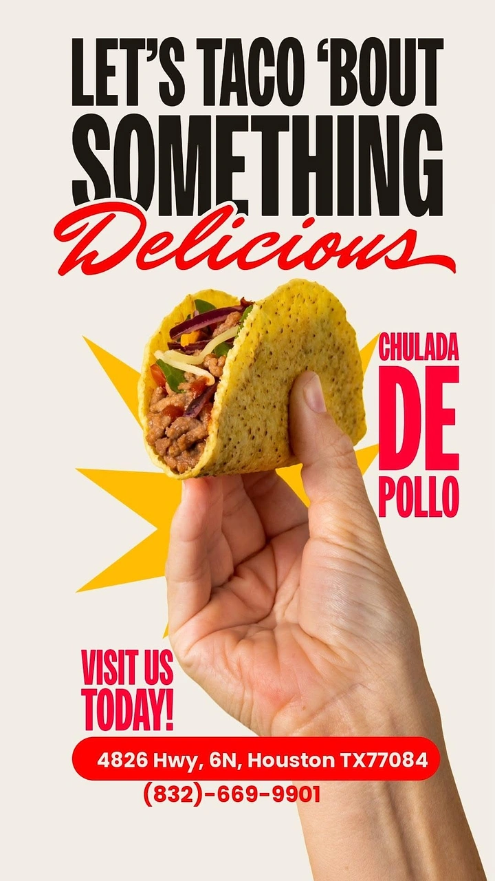 Mexican Restaurants creative ad: Taco pun with bold hand-held poster