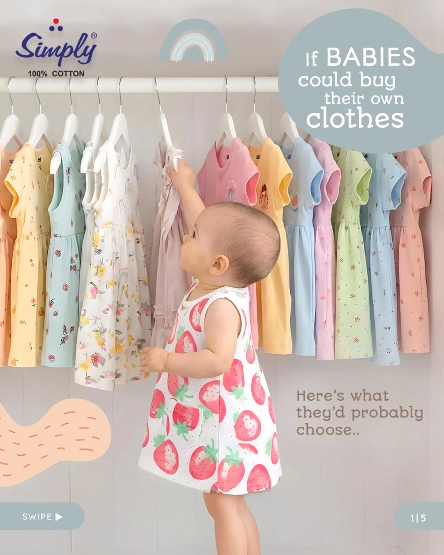 Instagram post: Witty 'if babies could buy' copy, slide 1