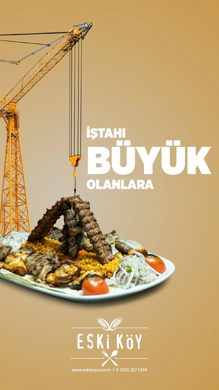 Arabic & Middle Eastern Restaurants creative ad: Crane lifts oversized appetite metaphor