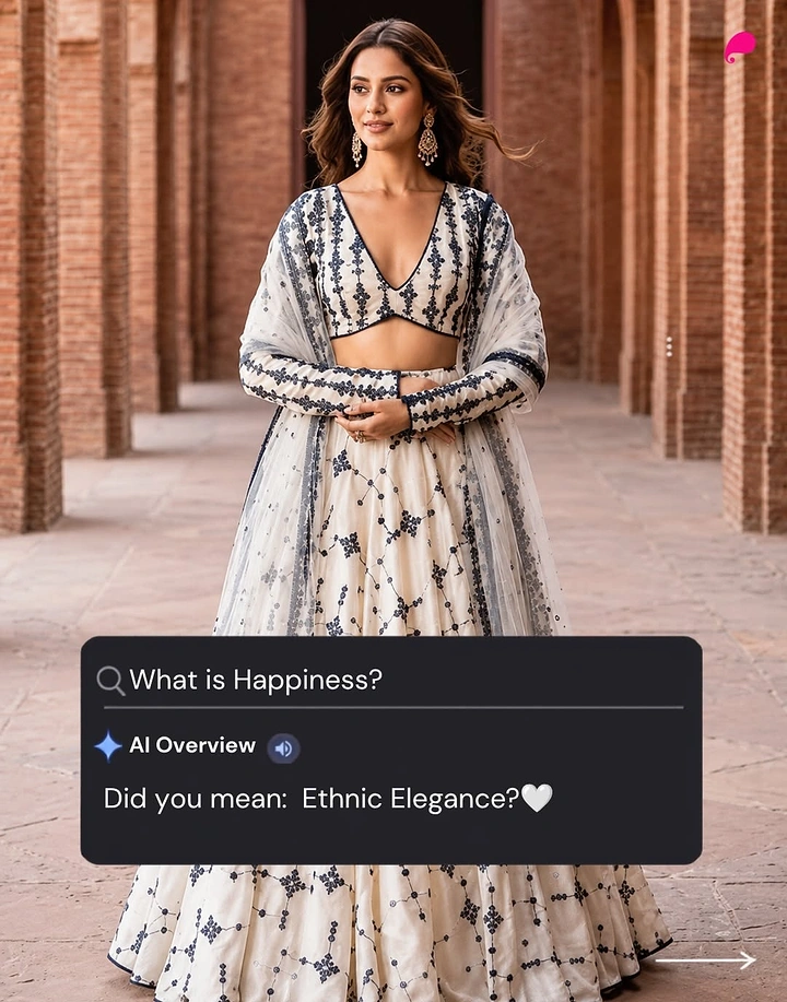 Ethnic Wear & Sarees creative ad: AI Overview search parody copy