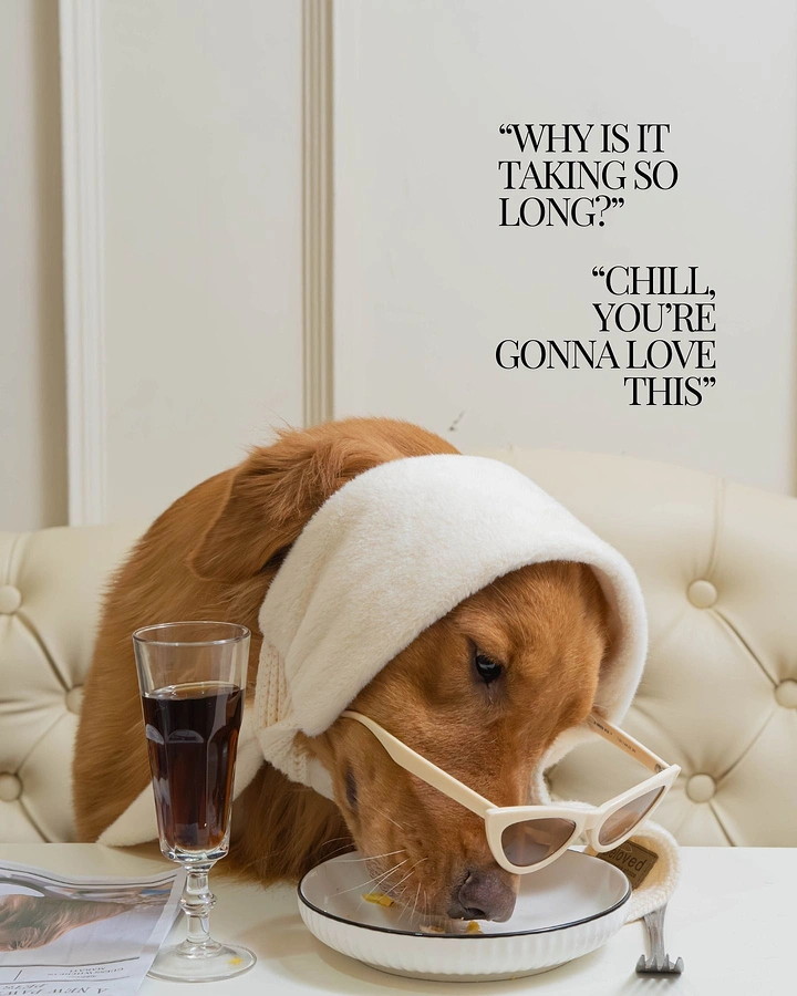 Pet Grooming creative ad: Pampered dog with witty impatient-client copy