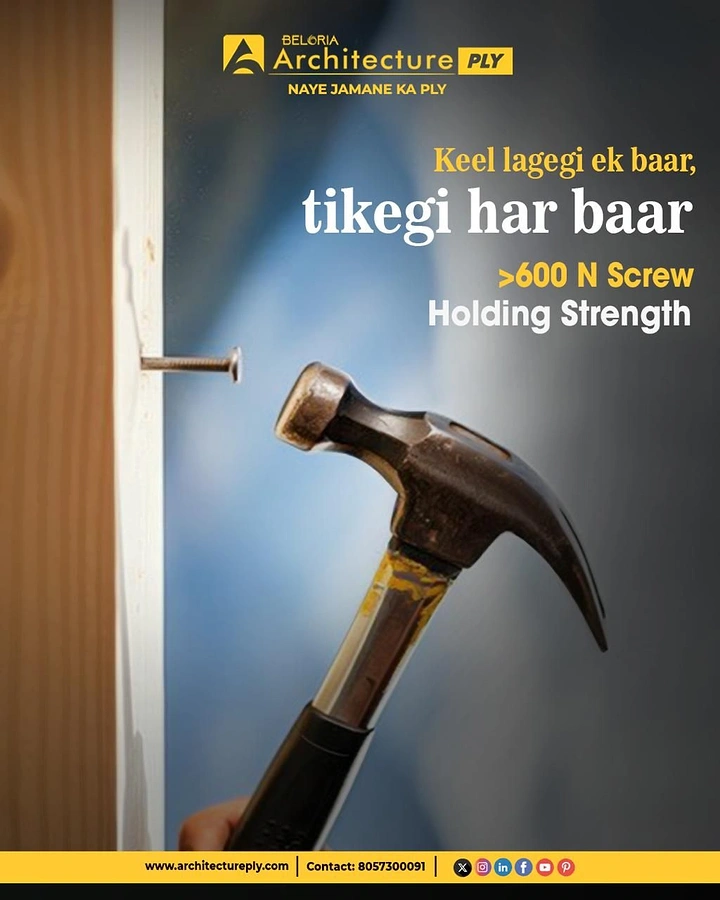 Carpenters & Woodwork creative ad: Hammer pulls nail: screw holding strength