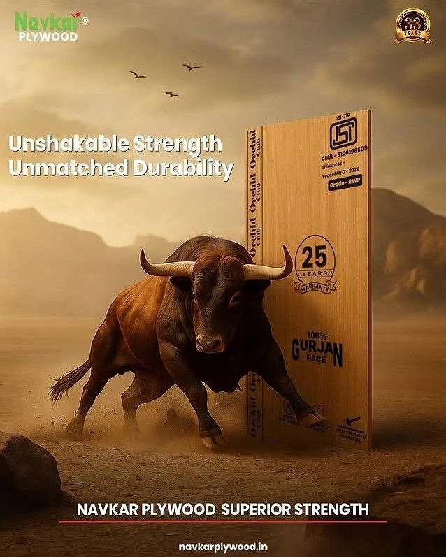 Carpenters & Woodwork creative ad: Charging bull as plywood strength metaphor