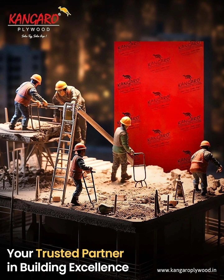 Carpenters & Woodwork creative ad: Miniature workers building on plywood sheet