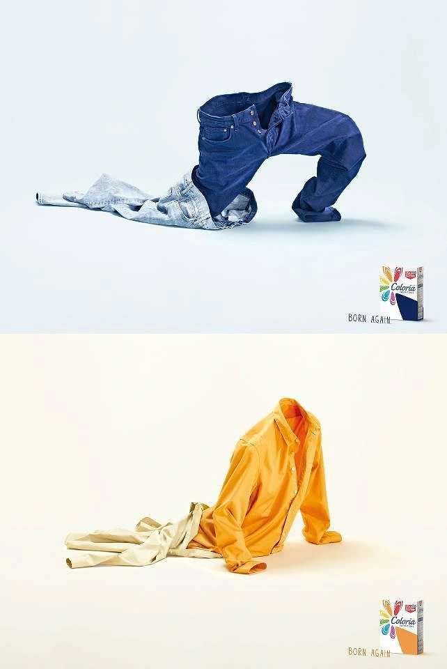 Laundry & Dry Cleaning creative ad: Clothes posed as living bodies