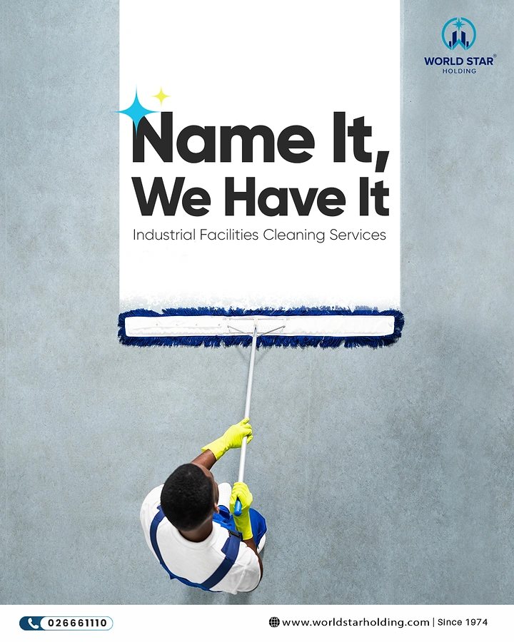 Cleaning Services creative ad: Squeegee wipes clean the headline panel