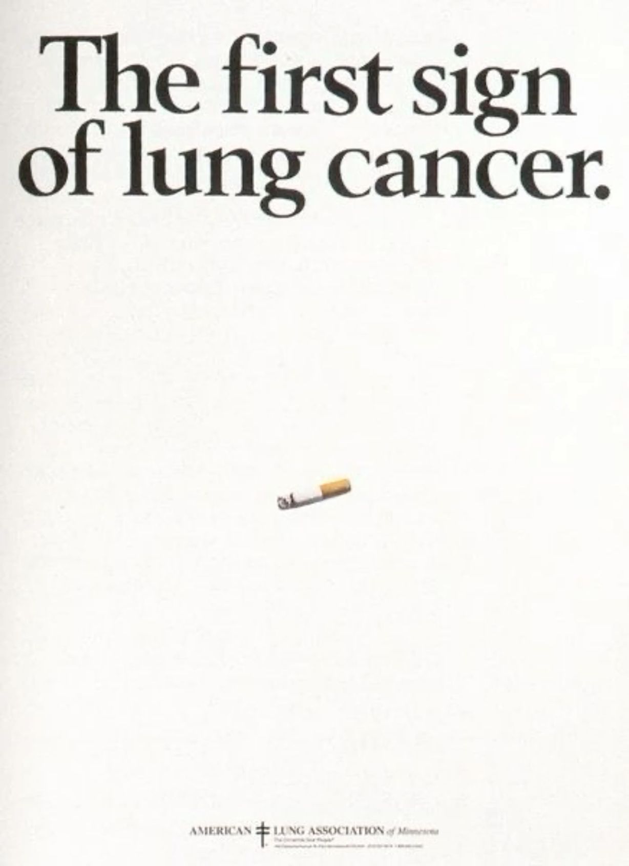 Poster: Tiny stubbed-out cigarette butt on blank white page