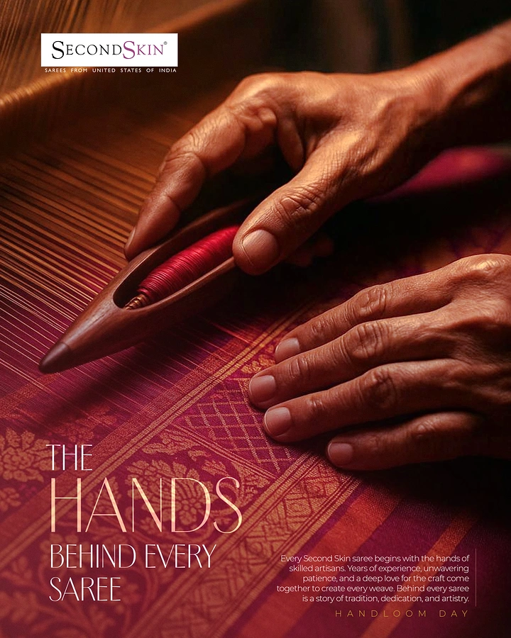 Ethnic Wear & Sarees creative ad: Weaver's hands story, cinematic craft