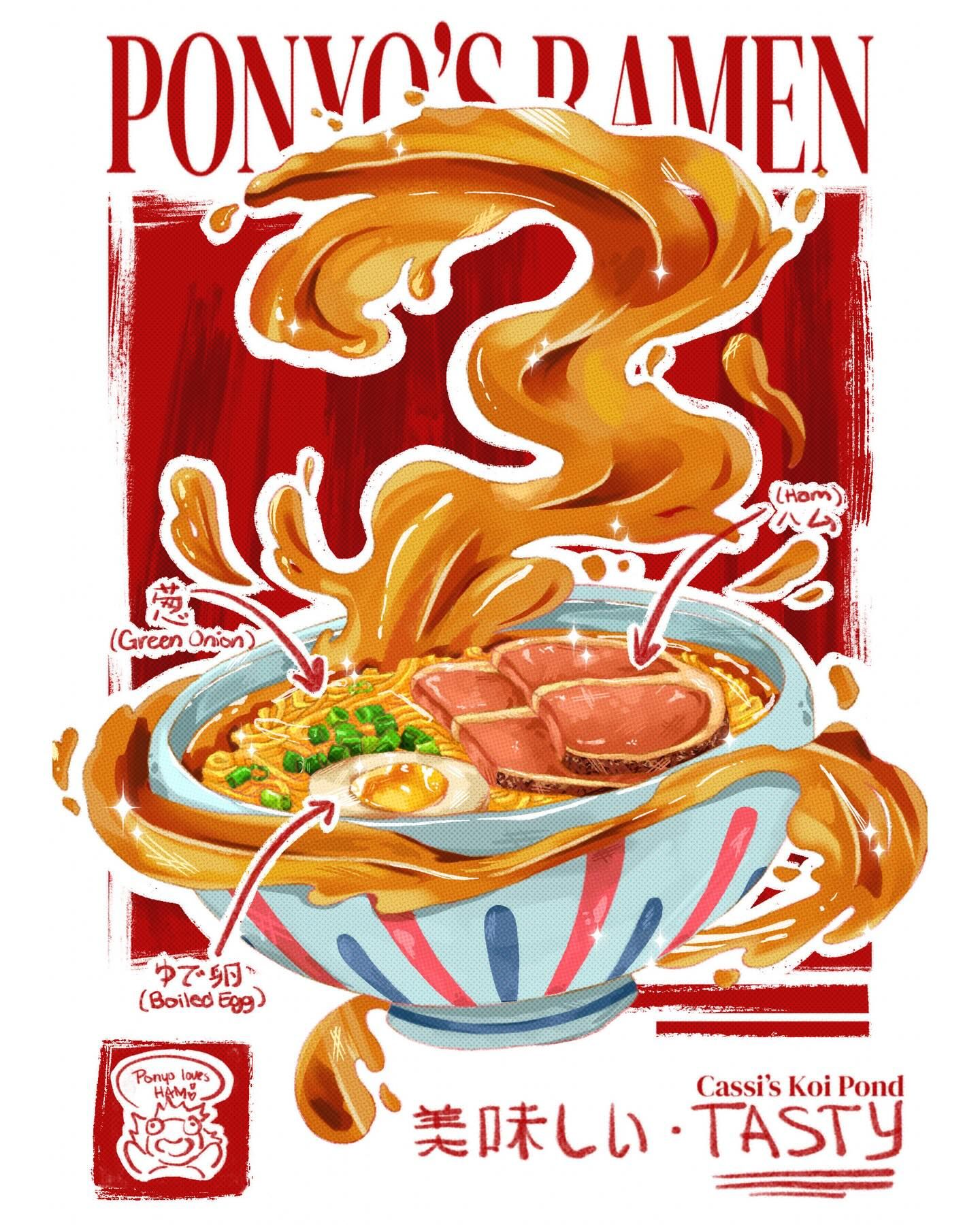 Instagram post: Expressive illustrated bowl and noodle motion