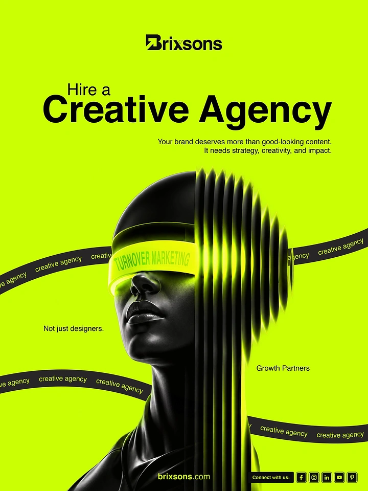 Agency creative ad: Blindfolded figure wrapped in agency tape