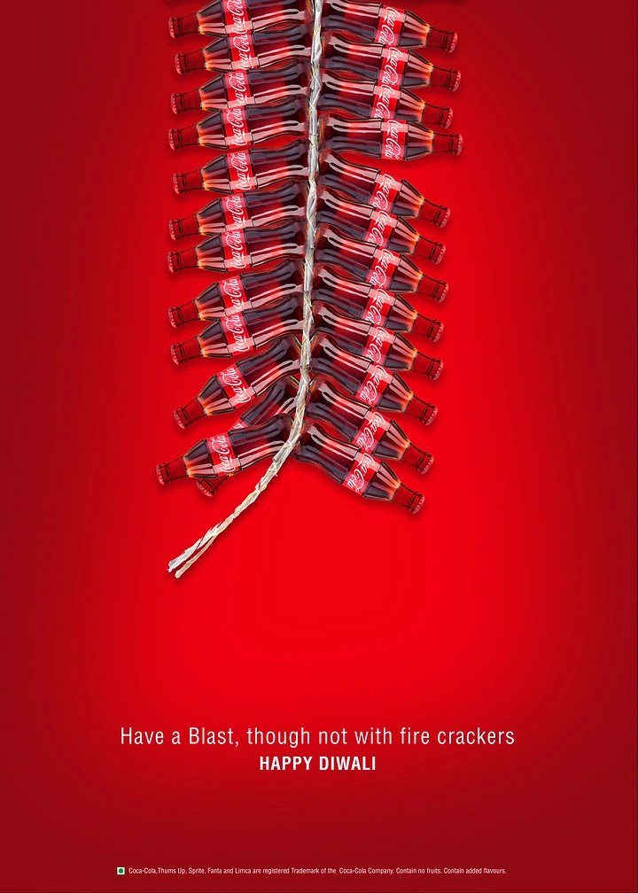 Diwali creative ad: Coke bottles form a firecracker chain