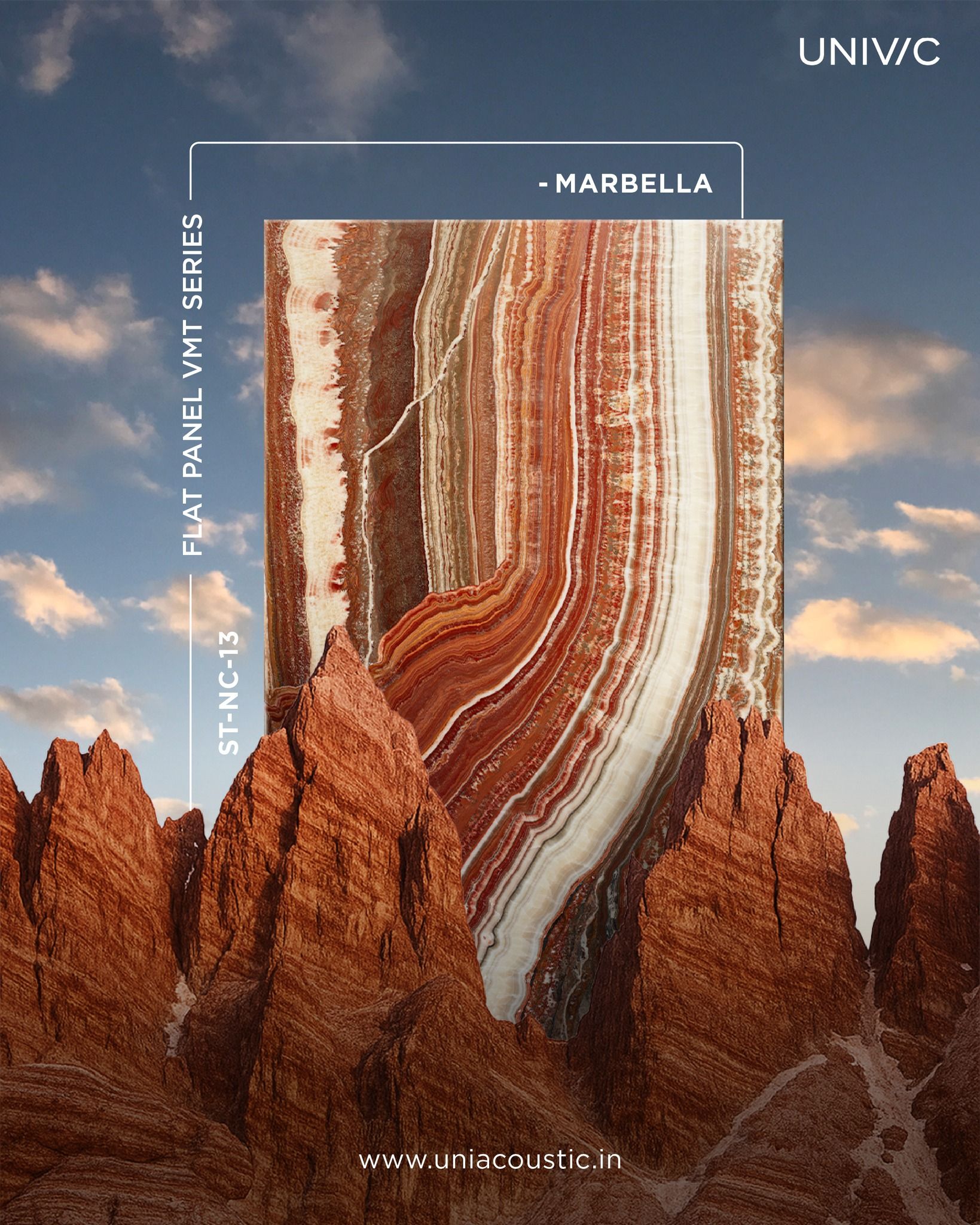 Instagram post: Banded red onyx panel rising out of red rock peaks