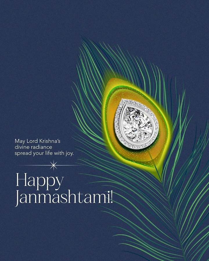 Janmashtami creative ad: Diamond set as peacock feather eye
