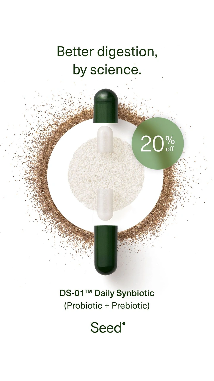 Supplements & Protein creative ad: Split green capsule over a ring of brown powder