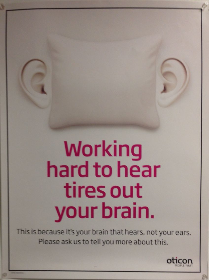 Instagram post: Pillow between ears: listening fatigue metaphor