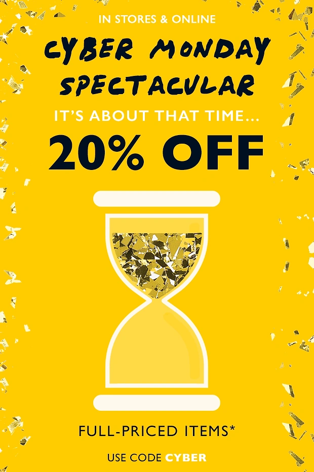 Cyber Monday creative ad: Flat hourglass filled with gold foil