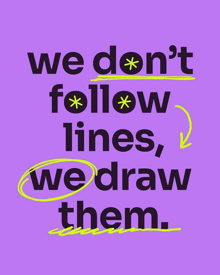 Agency creative ad: Witty 'we draw lines' copy with doodles