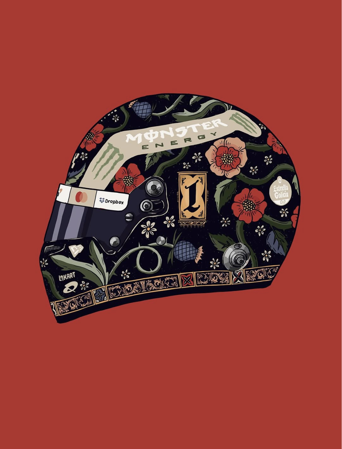 Instagram post: Helmet transformed into floral art object