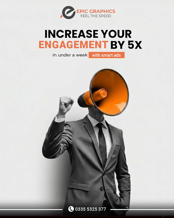 Agency creative ad: Megaphone-headed man as engagement metaphor