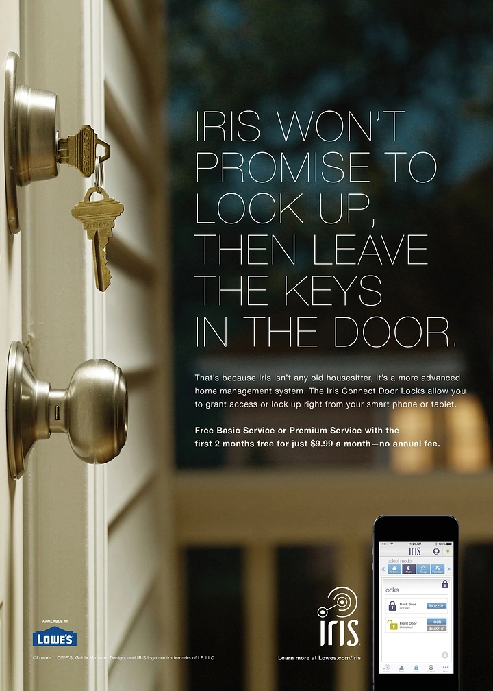 Locksmiths creative ad: Witty keys-left-in-door smart lock copy